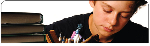 student writing essay