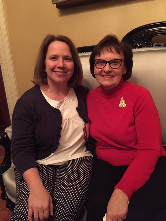 RSCAA Board Member Carrie Cokely '97 and Member of The Sage Colleges Board of Trustees Marilyn Miller Fowler at a reception at Vail House in December.