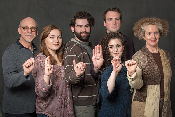 The cast of Tribes, left to right, David Bunce, Camryn Beck, Mitchell Johnson Joey Ausanio, Francesca Volpe and Leigh Strimbeck