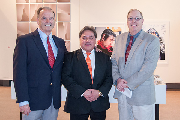 Esteves School of Education Dean John Pelizza, Stanley Harper and Alumni Association member Richard Rose