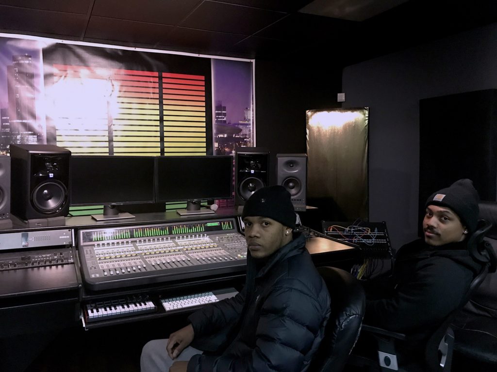 Sage student Hakeem Plummer and engineer Ambi Tones at JGI Media