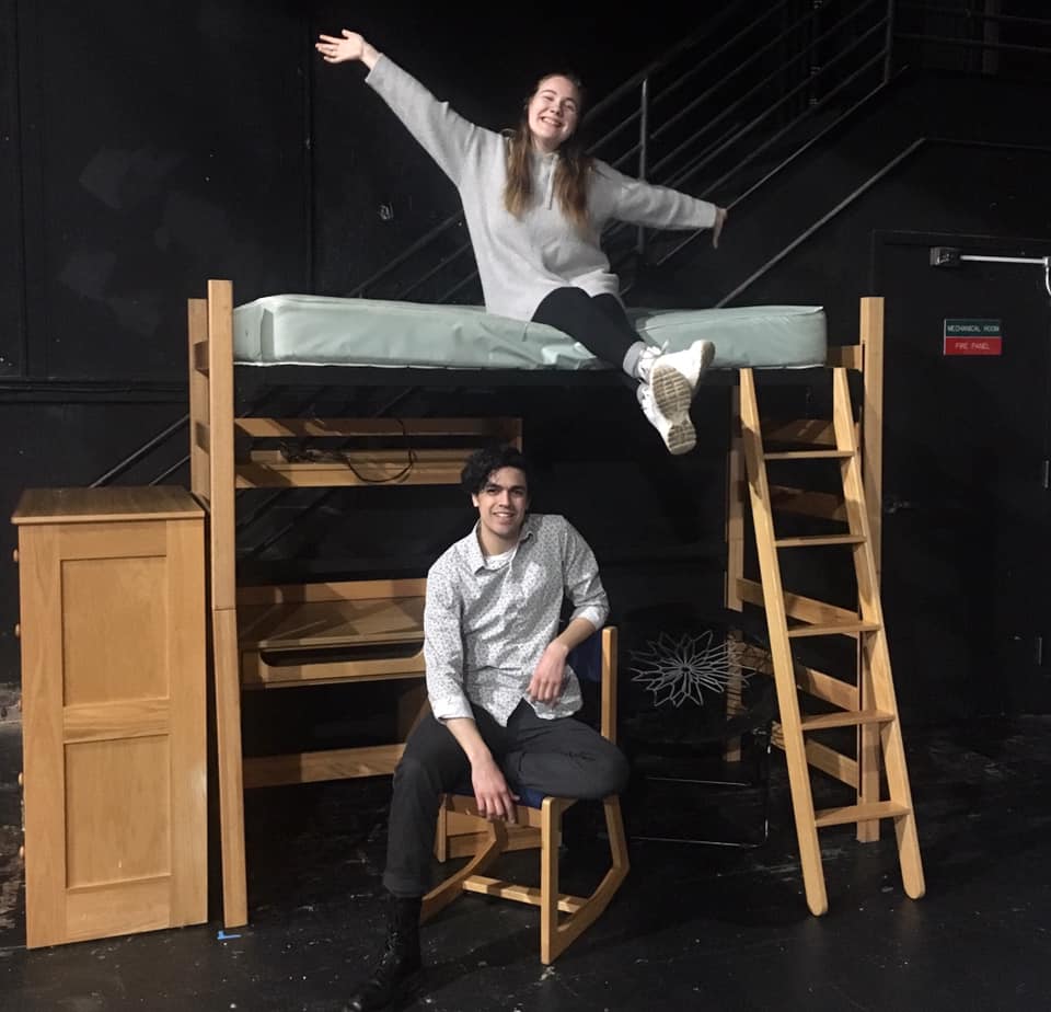 Camryn Beck and Xavier René, on the set of "Unofficial Transcript."