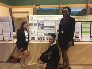 Jessica Perez ’19, Naya Green ’21 and Professor Emilly Obuya