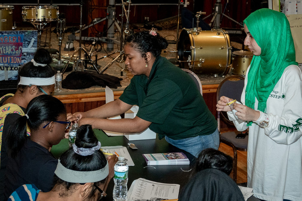 Jahsel Ashby and Khadija Rafiqi lead water workshop