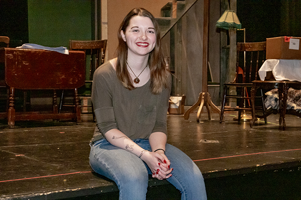 Kaitlyn Kern on set in Meader Little Theater