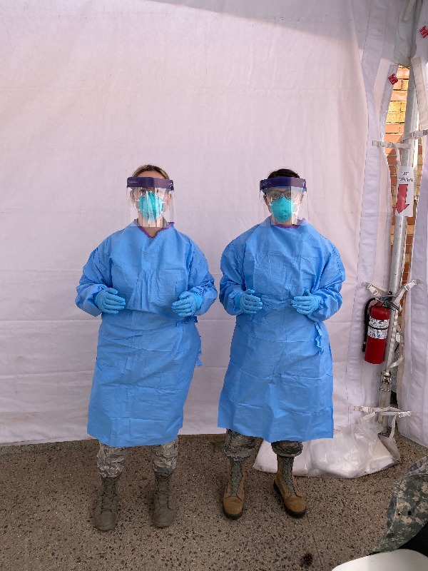 SSgt Silvernail and SrA Blauvelt in personal protective equipment