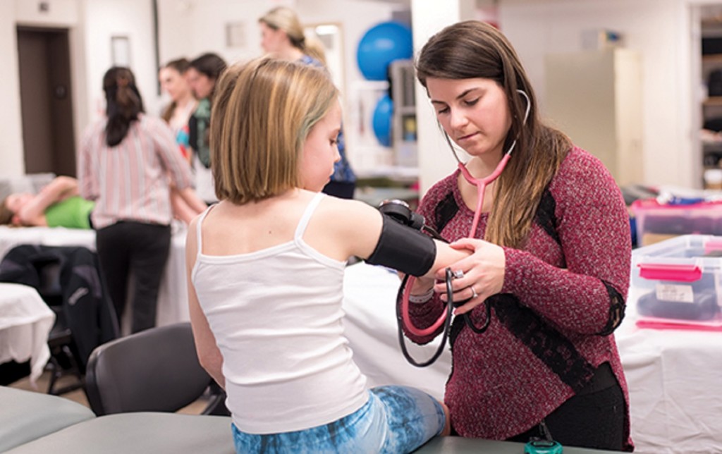 Physical Therapy class taking SOHS arm blood pressure