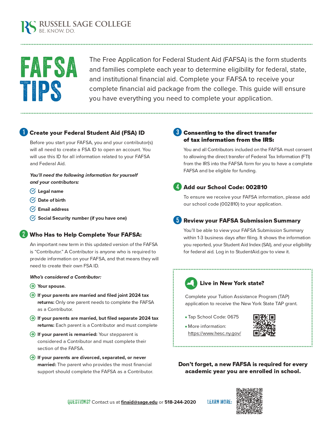 FAFSA Tips for Fall 2025 PDF cover
